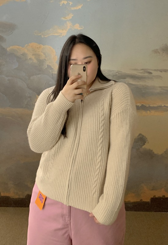 필리 꽈배기 knit zipup (3color)