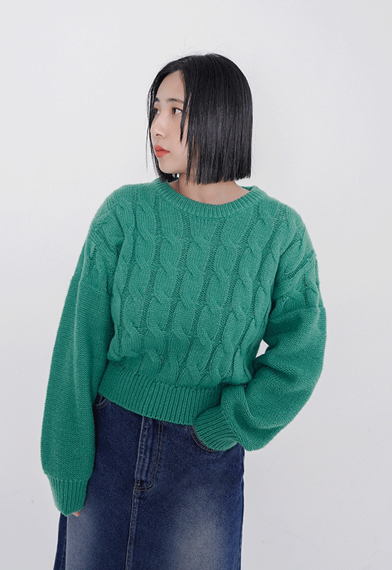 소담 꽈배기 crop knit (3color)