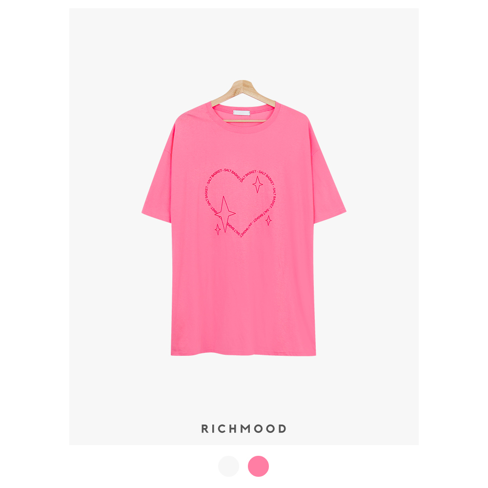 반팔 티셔츠 핑크 색상 이미지-S1L1